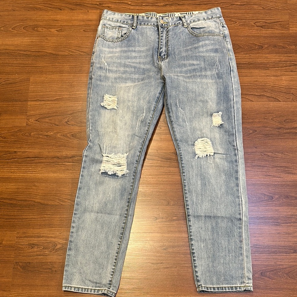 Mens Ripped Light Blue Jeans